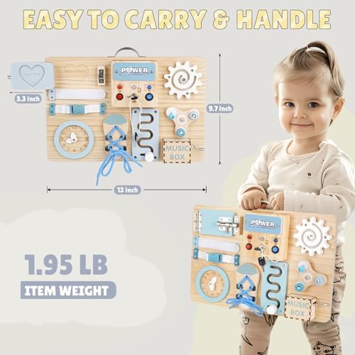 Joyreal Wooden Montessori Busy Board with Music Box for Toddlers - Image 6