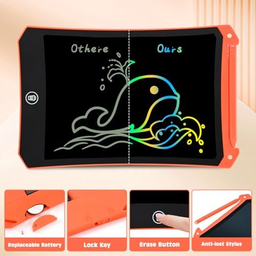 cimetech LCD Writing Tablet, 2 Pack Toddler Kids Toys, Red and Orange - Image 6