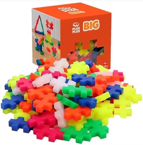 PLUS PLUS Big 100 Piece, Neon Color Mix - Large Blocks for Toddlers by Plus-Plus