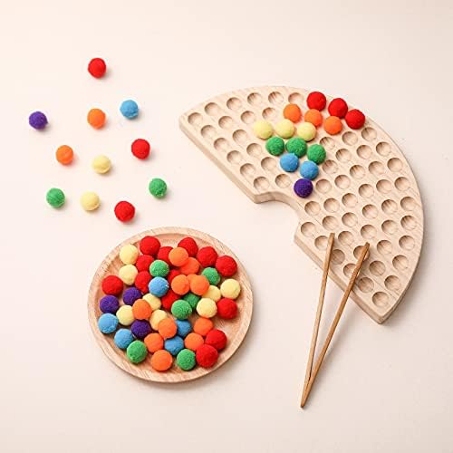 ibwaae Wooden Peg Board Beads Game Color Sorting Toys Counting Matching Game Bead Counting Fine Motor Skill Montessori Toys for Toddlers (Rainbow) by ibwaae