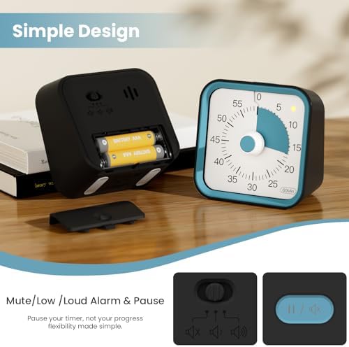 Visual Timer for Kids, Countdown Timer with Pause Function, Black - Image 4