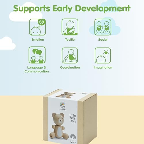 PlanToys® Little Bear Wooden Baby Rattle & Grasping Toy Montessori Infant - Image 5