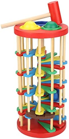 KIMISS Colorful Wooden Knock Ball Ladder Toy for - E Onal Developmental Preschool Toy with & Sliding Balls by KIMISS