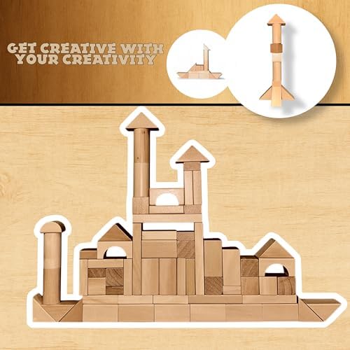 MOD Complete 100-Piece Wood Building Blocks Set — Includes Heavy Duty Shape-Sorter Lid & Storage Bucket Wooden Blocks, Educational Screen-Free Toy for Toddlers Ages 1+ 2+ 3+ - Image 2