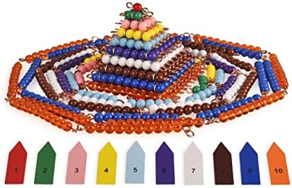 BOHS Montessori Short Beads Stair + Bead Chains & Squares Bundle,Montessori Math Manipulative Materials - Preschool Learning Educational Toys - Image 4