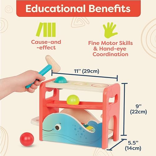 B. toys Xylo-Pound Whale Pounding Bench with Xylophone, Hammer Toy - Image 4