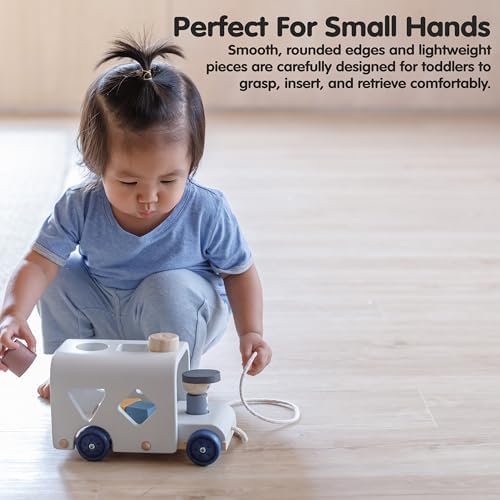 PlanToys® Wooden Shape Sorting Bus Toy for Kids Ages 3+ Montessori Play Set - Image 6
