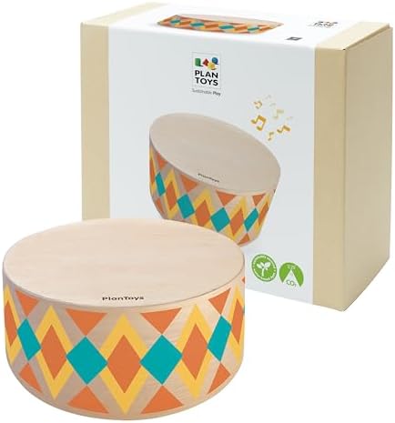 PlanToys® Wooden Rhythm Box Drum Musical Toy for Kids, Montessori Set by PlanToys