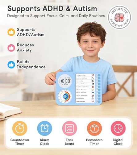 3-in-1 Visual Timer & ADHD Tool for Kids – ADHD Task Timer for Adults with Visual Schedule, Chore Chart & Planning Board for Home, School, Classroom, Work (Blue) - Image 3