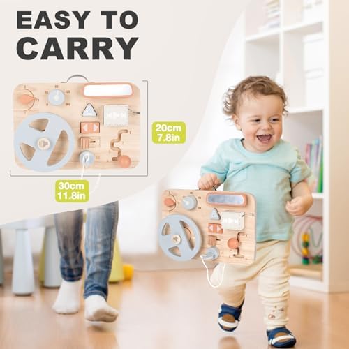 Vanplay Montessori Busy Board for Toddlers - Wooden Montessori Toys, Aesthetic Sensory Activity for Fine Motor Skills, Travel Busy Board Educational Sensory Toys for Boys and Girls - Image 6
