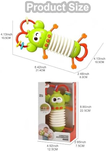 Montessori Sensory Toy, Musical Toys for Toddlers 1-3, Toddler Teething Relief, Lobster Baby Accordion Silicone Pulling Toy Rattles for Babies 6-12 Months - Image 5