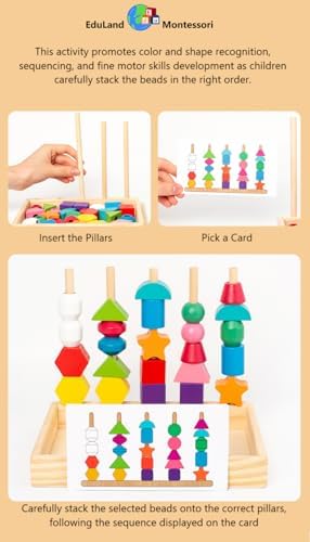 Practical Life/Math/Sensorial/Wooden Blocks Sewing/Lacing/String Beads Sequencing/Stacking/Building Geometric Shape Block Column Card Patterns Matching STEM Toys Gifts 3-6 - Image 5