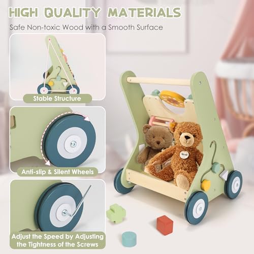 Wooden Baby Push Walker,Montessori Push Walker for Babies 10-12 Months - Image 3