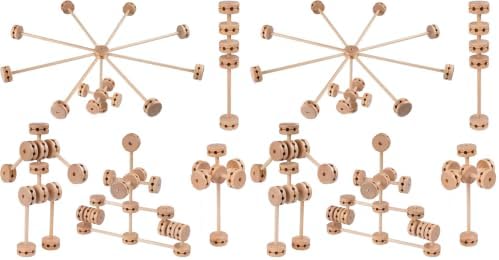 Wooden Building Blocks 60PCS Montessori STEM Toy for Kids 6+, Natural Wood Splicing Joints and Sticks Educational Sensory Tinker Creative 3D Playset Stacking Game (Pack of 2) by NiToy