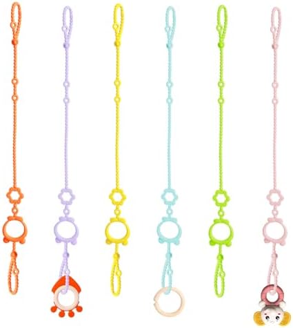 Toy Straps for Baby, 6pcs Adjustable Toy Holder for Stroller Accessories, Silicone Baby Tether Pacifier Clip, No Throw Baby Travel Essential Leash for High Chair, Car Seat, Baby Toy Clips,Cribs by Unknown