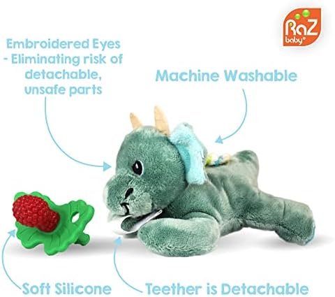 RaZbaby RaZbuddy RaZberry Teether/Pacifier Holder w/Removable Baby Teether Toy - 0M+ - Bpa Free - (Elephant) - Image 3