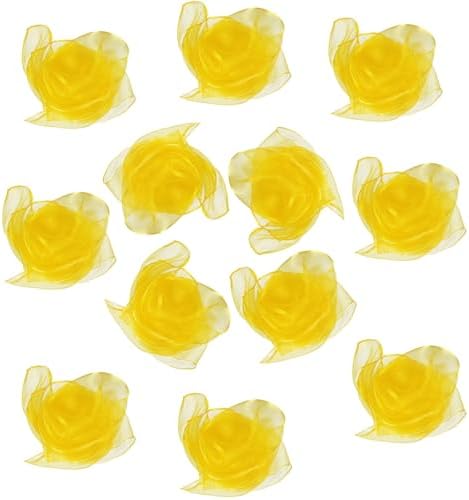 Lolakee Dance Scarves 12 Pcs Juggling Scarves for Kids Play Silk Scarve for Babies Toddlers Children Movement Learning Education Musical Accessories Colorful Scarfs Magic Tricks Performance (Yellow) by Lolakee