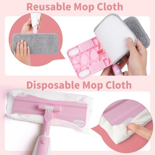 Kids Spray Mop,Fun & Functional Toddler Cleaning Set,Real Working Mop for Floors,Pretend Play – Includes Spray Bottle, 2 Washable Microfiber Pads, Montessori Kids Cleaning Toy Set -Pink - Image 5