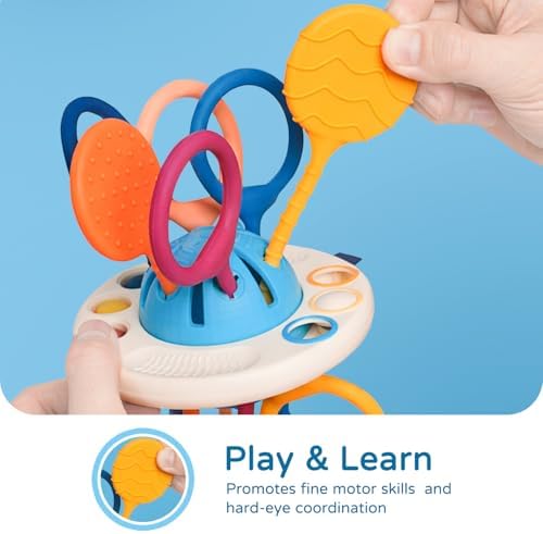 LiKee Montessori Toys for Baby Infant 4+ Months, Sensory Development Toys Silicone Pull String Toy Gift for Toddlers - Image 3