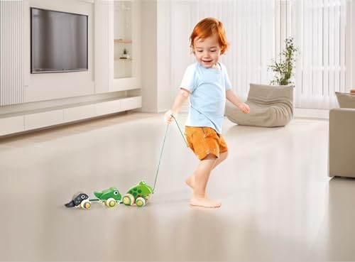 Hape Pull Along Frog Family with Anti-Rollover Wheels, Toddler Push and Pull Toys - Image 4