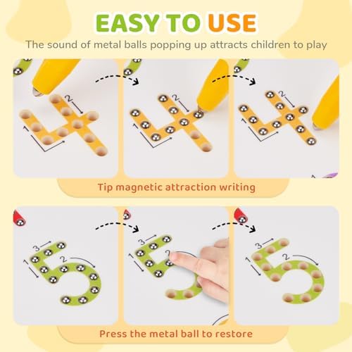 GAMENOTE Magnetic Number Tracing Board Double Sided, Numbers 1-20 Writing - Image 2