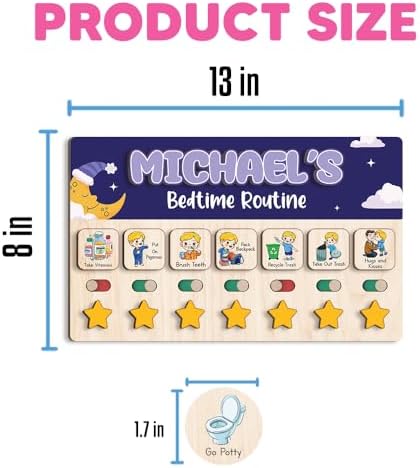 Wooden Chore Chart for Boys, Daily Routine Chart for Kids, Visual Schedule, Chore Reward Chart, Bedtime Morning Routine Chart for Toddlers (06) - Image 3