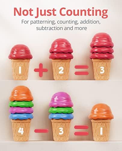 JoyCat Ice Cream Preschool Learning Activities Counting and Color Sorting Set Stacking Toys for Kids 3-5, Educational Fine Motor Skills Toys, 65PCS Math Manipulatives - Image 2