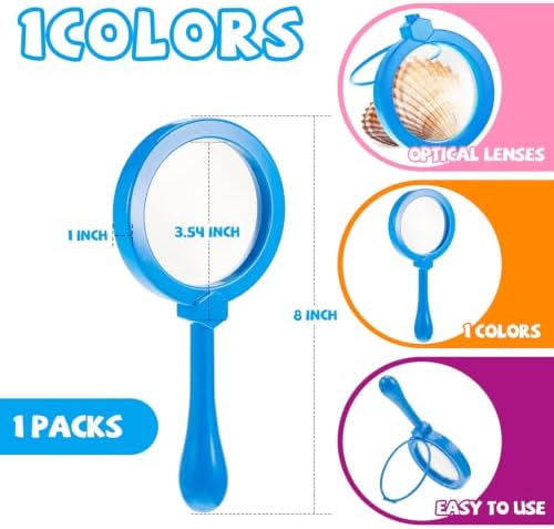 Lewtemi Kids Science Learning Toys Kids Magnifying Glass with Stand Grasp Jumbo Magnifiers 3X Magnification Exploration Preschool Learning Toys for Reading Book Map Insect (Blue) - Image 2