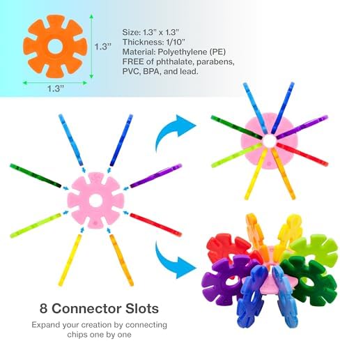 PicassoTiles Building Chip Interlocking Disc Construction Blocks in Orange Color STEM Learning Early Education Toy Engineering Playset Child Brain Development for Toddlers Girls Boys Kid Age 3+ PTF108 - Image 4