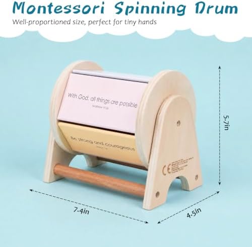 Adena Montessori Wooden Rainbow Spinning Drum, 6-12mo, Medium - Image 2