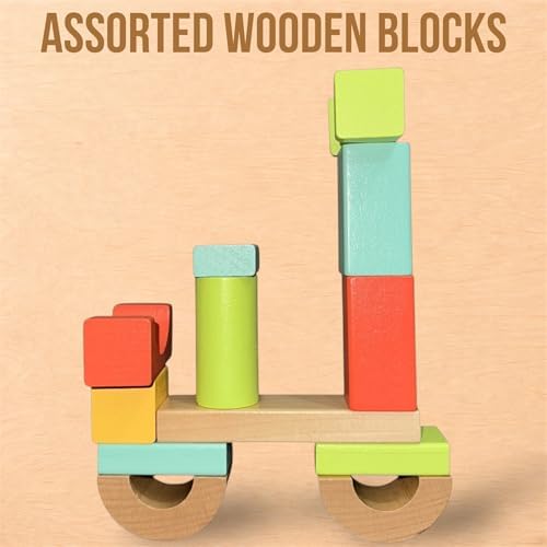 MOD 100-Piece Wood Building Blocks Set — Includes Heavy Duty Shape-Sorter Lid & Storage Bucket Pastel Color Wooden Blocks, Educational Screen-Free Toy for Toddlers Ages 1 2 3 - Image 6