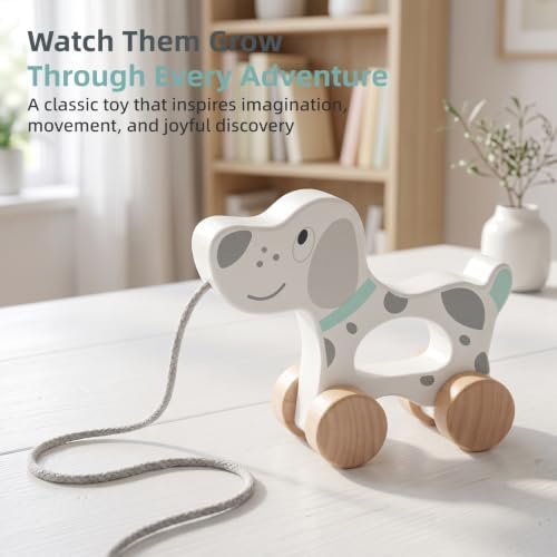 Baby Toys Car,Wooden Pull Along Toy for Toddlers 1 2 3 Year Olds - Image 6