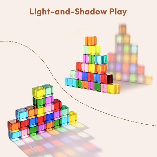 Woodtoe Rainbow Building Blocks for Kids, 24 PCS Gem Blocks Toys Ages 3-6 - Image 4