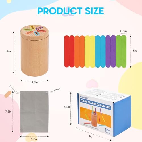 Montessori Toys for Toddler, Fine Motor Skills Toys Wooden Color Sorting Stacking Toy for Boys Girls Educational Gift for Kids Birthday - Image 2