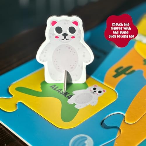 Dinomini Giant USA Map Puzzle for Kids - with Interactive Standing Figures - Floor Puzzles for Kids Ages 3-5 - Preschool Learning Activities - Learning & Educational Toys - Image 4