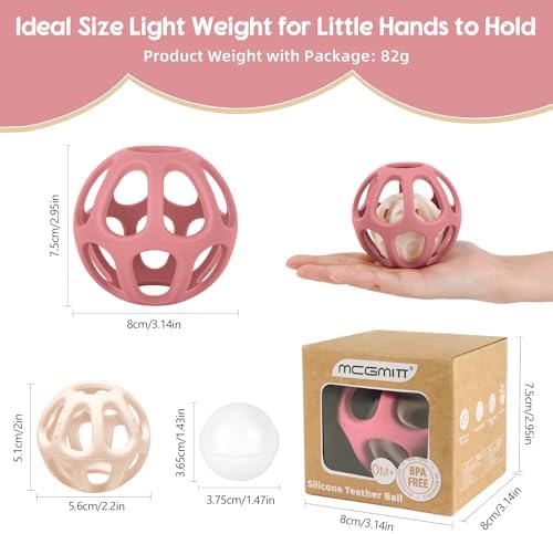 MCGMITT Sensory Balls for Baby, Easy Grasp Food Grade Stretchy Silicone Baby Teether Ball for 0-6 6-12 Months, BPA-Free Montessori Chew Toy, Newborn Infant Learning Developmental Toys Gift - Image 5