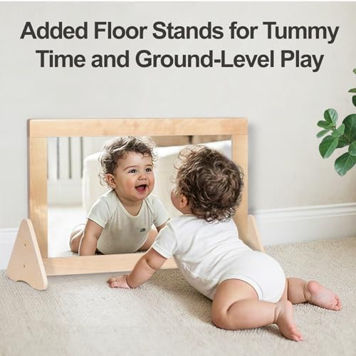 3-in-1 Baby Montessori Non-Shatter Sensory Mirror w/ 2 Pull Up Bars - Image 3