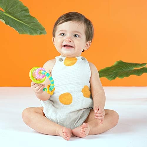 Bright Starts Grab & Spin Baby Rattle & BPA-Free Teether Toy, Ages 3 Months+ - Image 2
