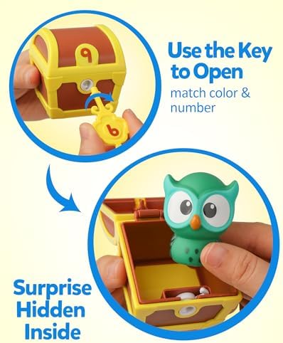 Coogam Fine Motor Skill Toys for Toddlers, 10pcs Surprise Animals Finger Puppets Treasure with Number Locks, Matching Color Sorting Pirate Hunt Game, Learning Montessori Gift for 3 4 5 Year Old - Image 2