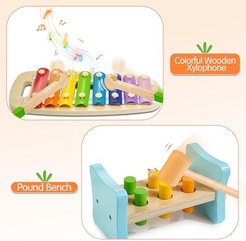 WOODMAM Wooden Montessori Toys for 1+ Year Old, 9 in 1 Educational Play Kit - Image 5