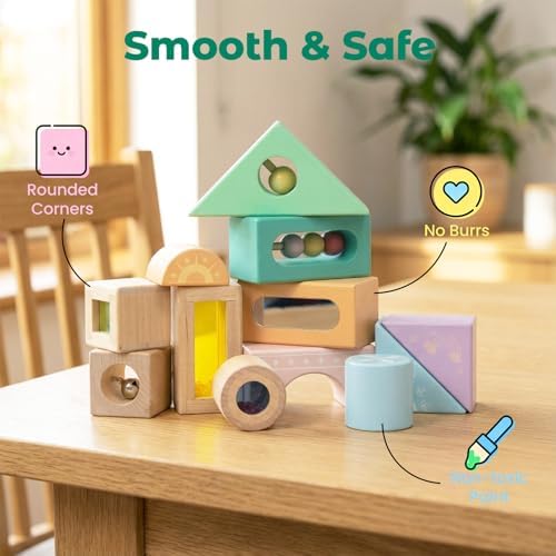Fun with Sounds Wooden Discovery Blocks for Toddlers with Acoustic Sounds, Toddler Toys for Preschool Learning Activities (Green) - Image 4