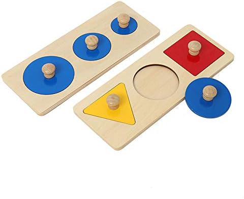 Montessori Multiple & Single Shape Puzzles - Jumbo Knob Wooden Geometry & Color Sorter for Toddlers - Image 5
