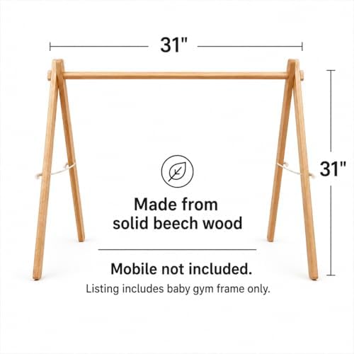 Wooden Montessori Baby Play Gym Frame, Foldable Beech Wood Baby Activity Gym Stand, Natural Nursery Gym, Portable Baby Gym Frame - Image 3