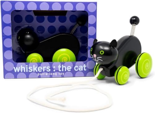 Jack Rabbit Creations Whiskers Cat Pull Toy - Rolling Wheels - 18+ Months - Image 2