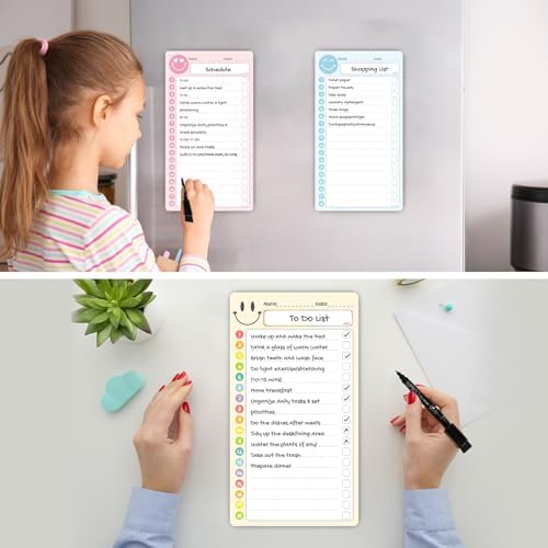 JJPRO Magnetic Multi-Functional to Do List for Fridge - 10" x5.5“ Home Checklist for Kids and Teens,Daily Checklist for Toddlers,Magnetic to Do List for Refrigerator-Blue,Pink&Yellow - Image 6