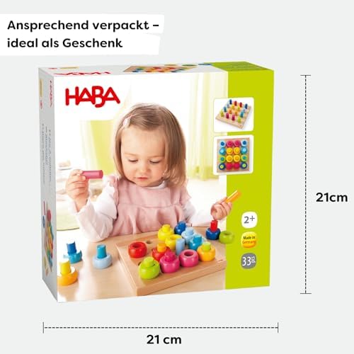 HABA Rainbow Whirls Wooden Sorting & Stacking Rings Shape Sorter, Educational Toys for 2 Year Old & Up, Color Sorting Fine Motor Toys, Made in Germany - Image 6