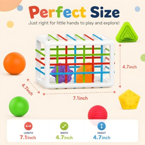 MINGKIDS Montessori Toys for 1 Year Old, Cube & 6 Sensory Shape Blocks&6 Colors Ball Pit Balls,Baby Sensory Fine Motor Skills Developmental Toys,Gifts for 12 18 Month Age 1 2 - Image 5