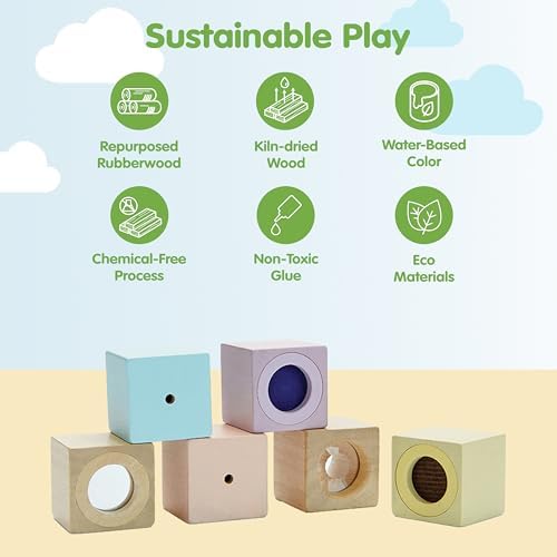PlanToys® Sensory Blocks Wooden Learning Toy Montessori Kids Educational - Image 3