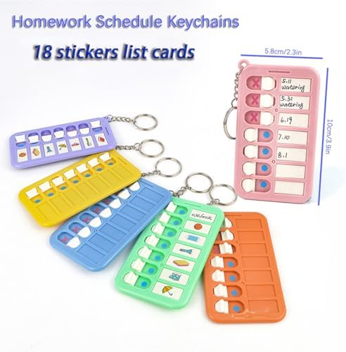 6 Pcs Reminder Board for the Elderly, ADHD Tools for Kids Portable Visual Schedule for Kids School Bag Pendant Detachable Daily Task Planning Pad with 18pcs List Cards Stickers for Kids - Image 5