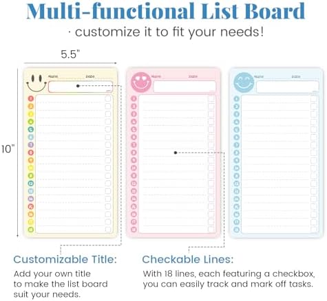 JJPRO Magnetic Multi-Functional to Do List for Fridge - 10" x5.5“ Home Checklist for Kids and Teens,Daily Checklist for Toddlers,Magnetic to Do List for Refrigerator-Blue,Pink&Yellow - Image 2